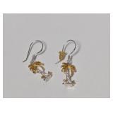 .925 Sterl Palm Tree Dangle Earrings
