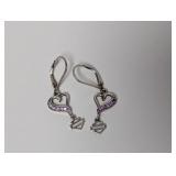 .925 Sterl Harley Davidson Heart Dangle Earrings