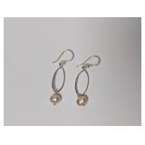 .925 Sterl Faux Pearl Dangle Earrings