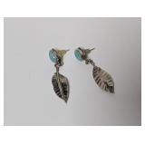 .925 Sterl Blue Stone Leaf Drop Earrings