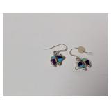 .925 Sterl Bear Multi-stone Inlay Earrings