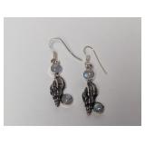 .925 Sterl Moonstone Conch Shell Dangle Earrings