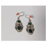 .925 Sterl Malachite Dangle Earrings