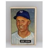 1951 Bowman baseball 110 Bobby Brown Yankees Stain
