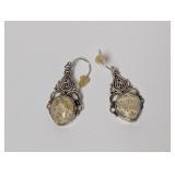 .925 Sterl Beige Stone Drop Earrings