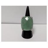 .925 Sterl Green Stone Ring Size 7