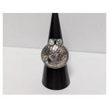 .925 Sterl Starfish White/Blue Stone Ring Sz 7