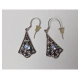 .925 Sterl Blue Stone Dangle Earrings