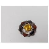 .925 Sterling Multi-stone Flower Brooch
