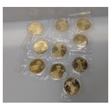 (10) CLAD COPY Gold Layer Liberty Medallions
