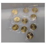 (10) CLAD COPY Gold Layer Liberty Medallions