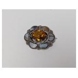 .925 Sterl Multi-stone Flower Brooch