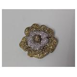 .925 Sterl Diamond & Yellow Stone Flower Brooch