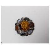 .925 Sterl Multi-stone Flower Brooch 15.4g