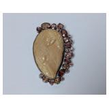 .925 Carved Shell Angel & Pink Stone