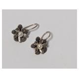 .925 Sterl Floral Drop Earrings