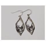 .925 Sterl Teardrop Clear Stone/Pearl Earrings