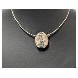 16" .925 Blue and Beige Stone Necklace 25.9g