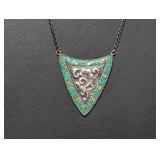 24-28" .925 Sterling Patina Shield Necklace 17.4g