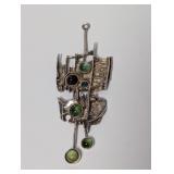 .925 Brutalist Multi-stone Cabochon Pendant 28.5g