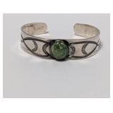 .925 Sterl Green Stone Cuff Bracelet