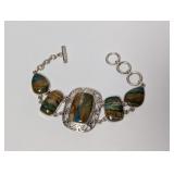 7" .925 Multicolor Stone Link Bracelet 18.8g