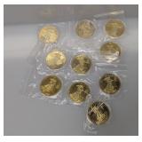 (10) CLAD COPY Gold Layer Liberty Medallions