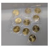 (10) CLAD COPY Gold Layer Liberty Medallions