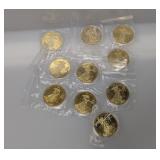 (10) CLAD COPY Gold Layer Liberty Medallions