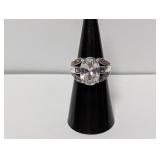 .925 Sterl Marcasite/Clear Stone Ring Size 6