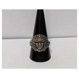 .925 Sterl Native American Chief Ring Size 11.5