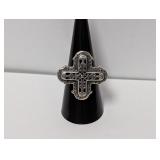.925 Sterl Filigree Cross Ring Size 8