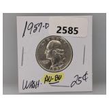 1957-D AU/BU Wash Quarter