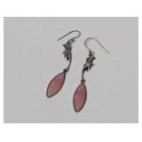 .925 Sterl Dolphin/Pink Stone Dangle Earrings