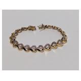 7" Vermeil/.925 Sterl Diamond Heart Bracelet