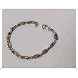 8" .925 Sterl Yellow Oval Stone Link Bracelet