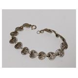 8" .925 Sterl Ornate Filigree Leaf Link Bracelet