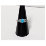 .925 Sterl Turquoise/Blue Stone Ring Sz 8