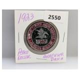 1923 90% Silv Peace $1 w/1962 AB Sticker