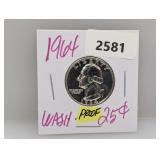 1964 90% Silv PF Wash Quarter