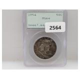 PCGS 1954 MS64 90% Silv Walker Half $1