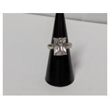 .925 Sterl Emerald Cut Gemstone Ring Sz 6