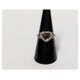 .925 Sterl Heart Stone Celtic Ring Sz 7