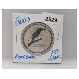2003 1oz .999 Silv Kookaburra $1 Dollar