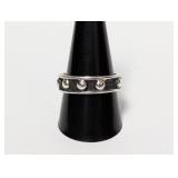 .925 Sterl Studded Inlay Taxco Band Sz 10.5
