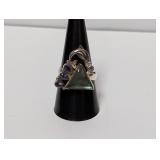 .925 Sterl Dolphin Ring w/ Gemstones Sz 9