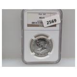 NGC 1964 MS65 90% Silv JFK Half $1
