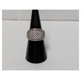 .925 Sterl Sparkling Pave Stones Ring Sz 7