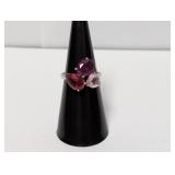 .925 Sterl Multicolor Gemstone Trio Ring Sz 6.5