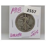 1918 90% Silv Walker Half $1 Dollar